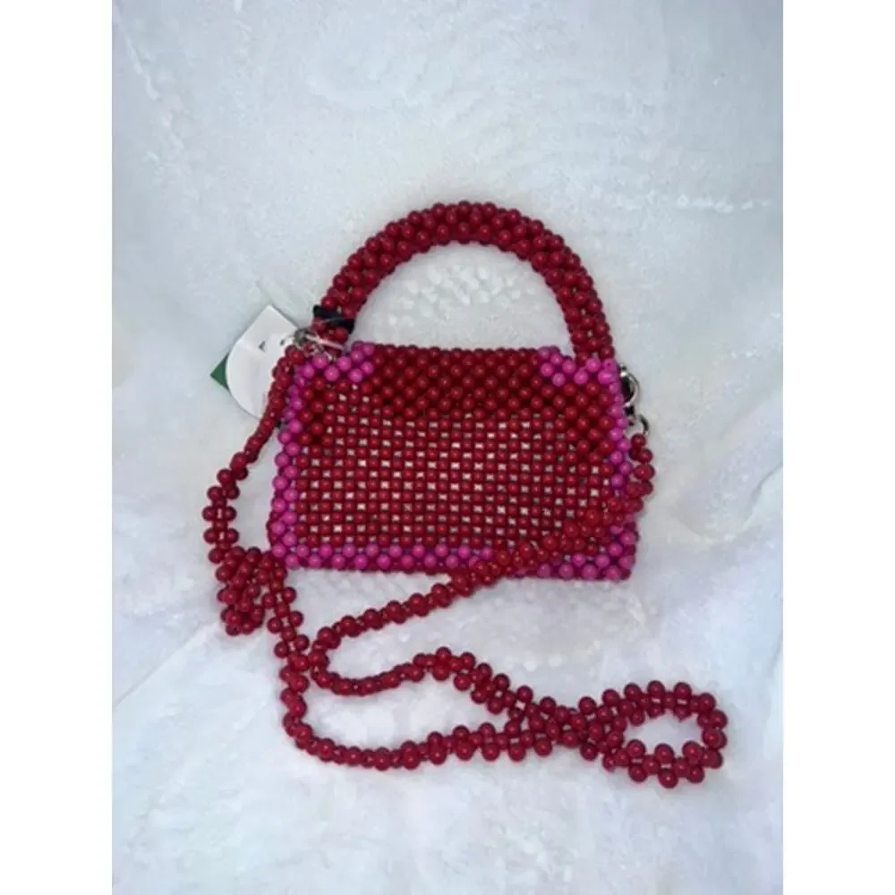 NWT Kate Spade x Target Women's Red & Pink Beaded Shoulder‎ Bag Casual